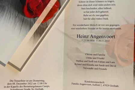 Die SPD Grefrath trauert um Heinz Angenvoort